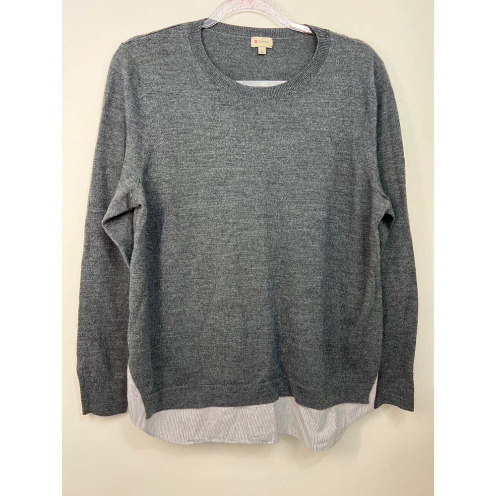 CREMIEUX WOMEN GRAY WOOL‎ PULLOVER SWEATER SIZE LARGE